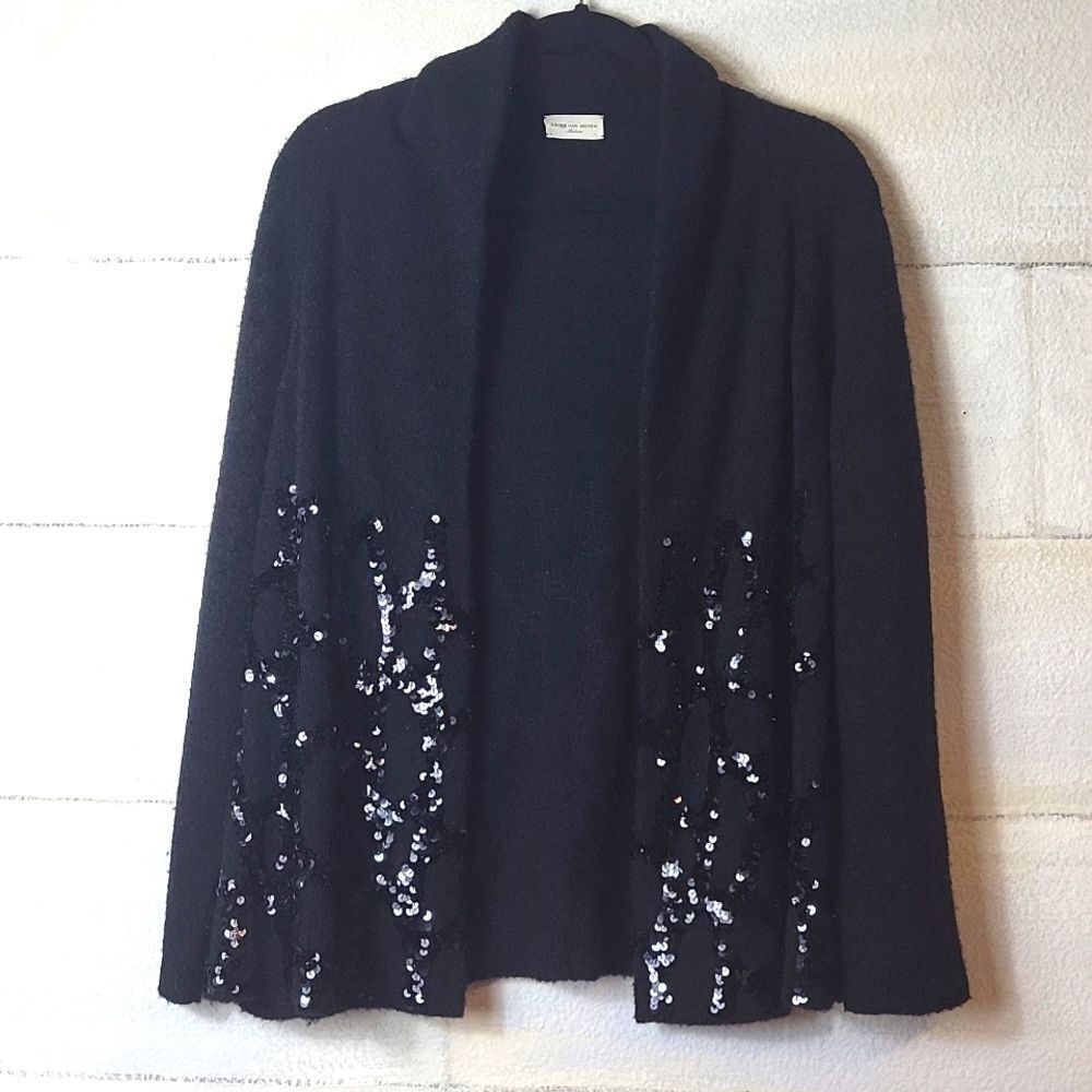 Dries Van Noten Black Sequin‎ Cardigan. Size M